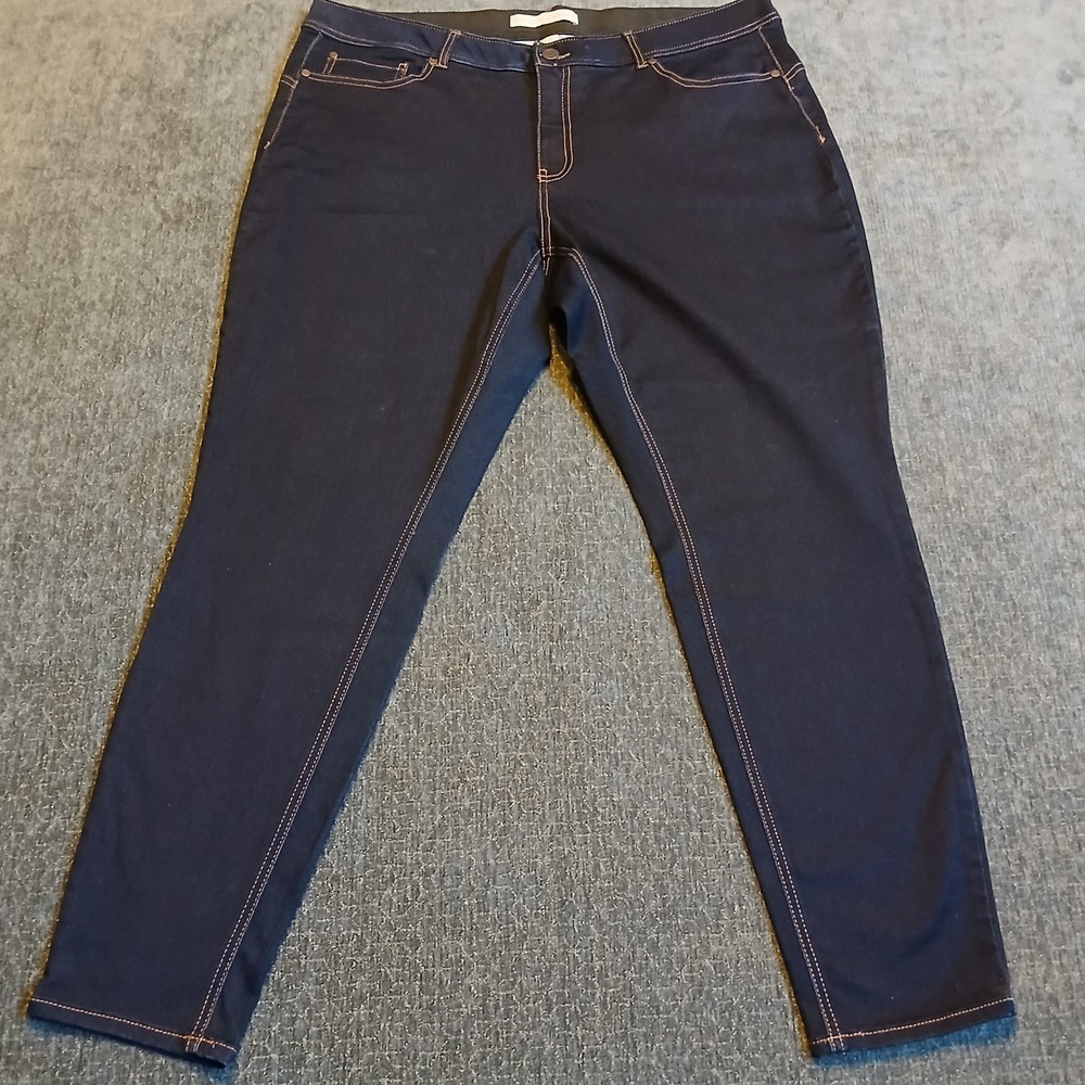 Catos Denim Womens 18W Hi-Rise Pull On Tapered Jeans Dark Wash NWOT